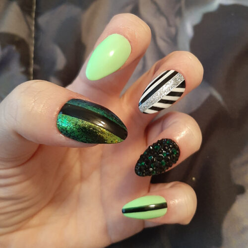 Beetlejuice Green Press on Nails with Rhinestones photo review