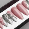 Silver Laces Press on Nails with Swarovski & Acrylic 3D