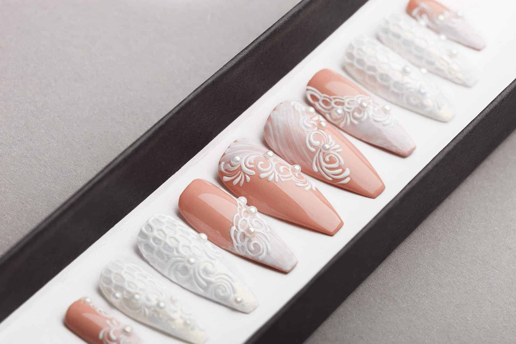Best nails for wedding is White wedding Press on Nails.