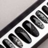 Black Laces Press on Nails | Hand painted Nail Art | Fake Nails | False Nails | Glue On Nails | Tracery Nails | Acrylic Nails | Gel Nails