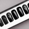 Black Luxury Press on Nails with Black Swarovski Crystals2