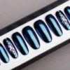 Blue and Purple Mirror Press on Nails | Nude Nails | Handpainted Nail Art | Fake Nails | False Nails | Unicorn Nails | Chrome nails