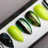 Beetlejuice Green Press on Nails with Swarovski Crystals