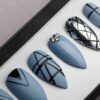 Gothic Geometry Press on Nails with Swarovski Crystals | Black Pattern | Hand painted Nail Art | Fake Nails | False Nails | Bling Nails
