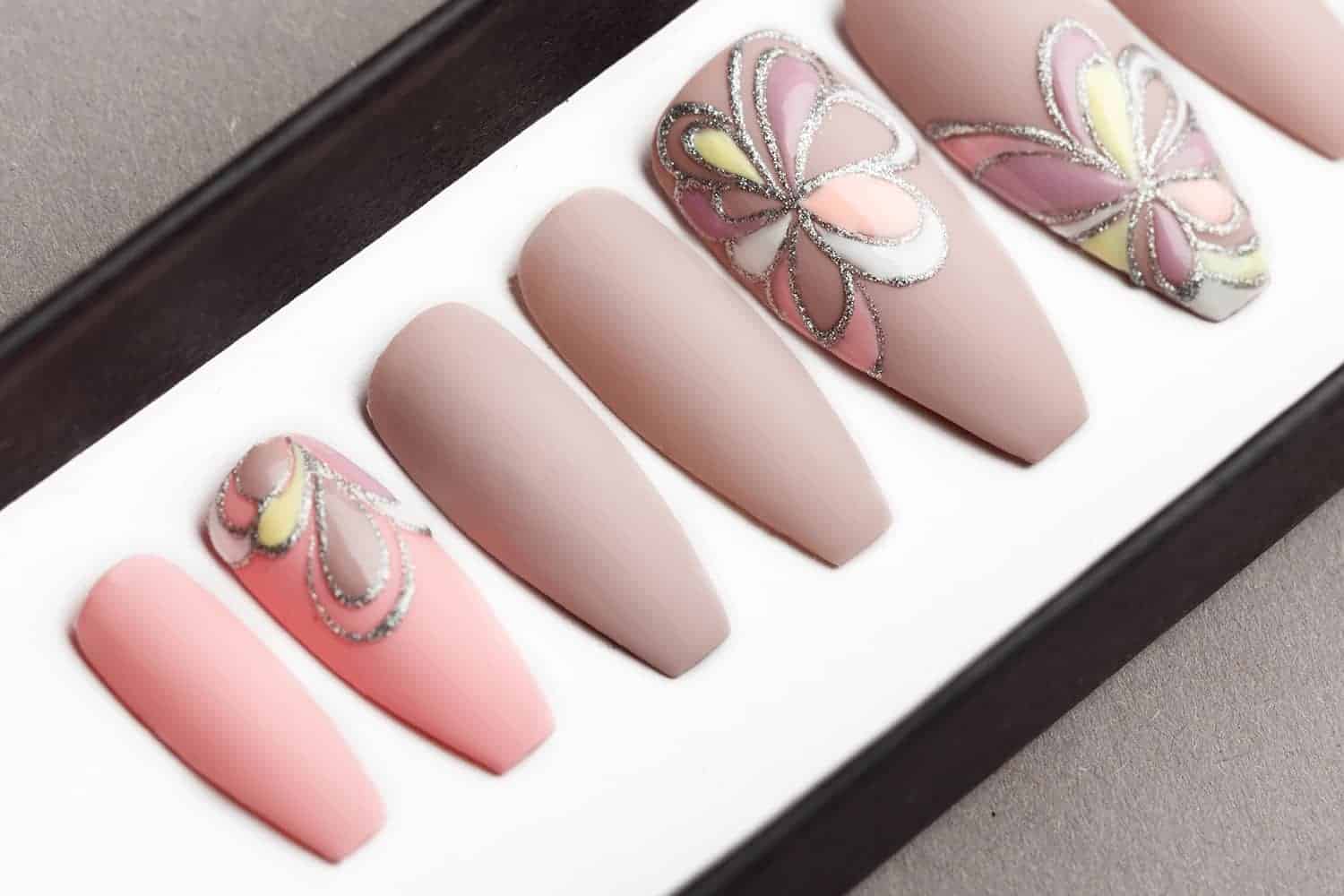 Beige and Pink nude Press on Nails