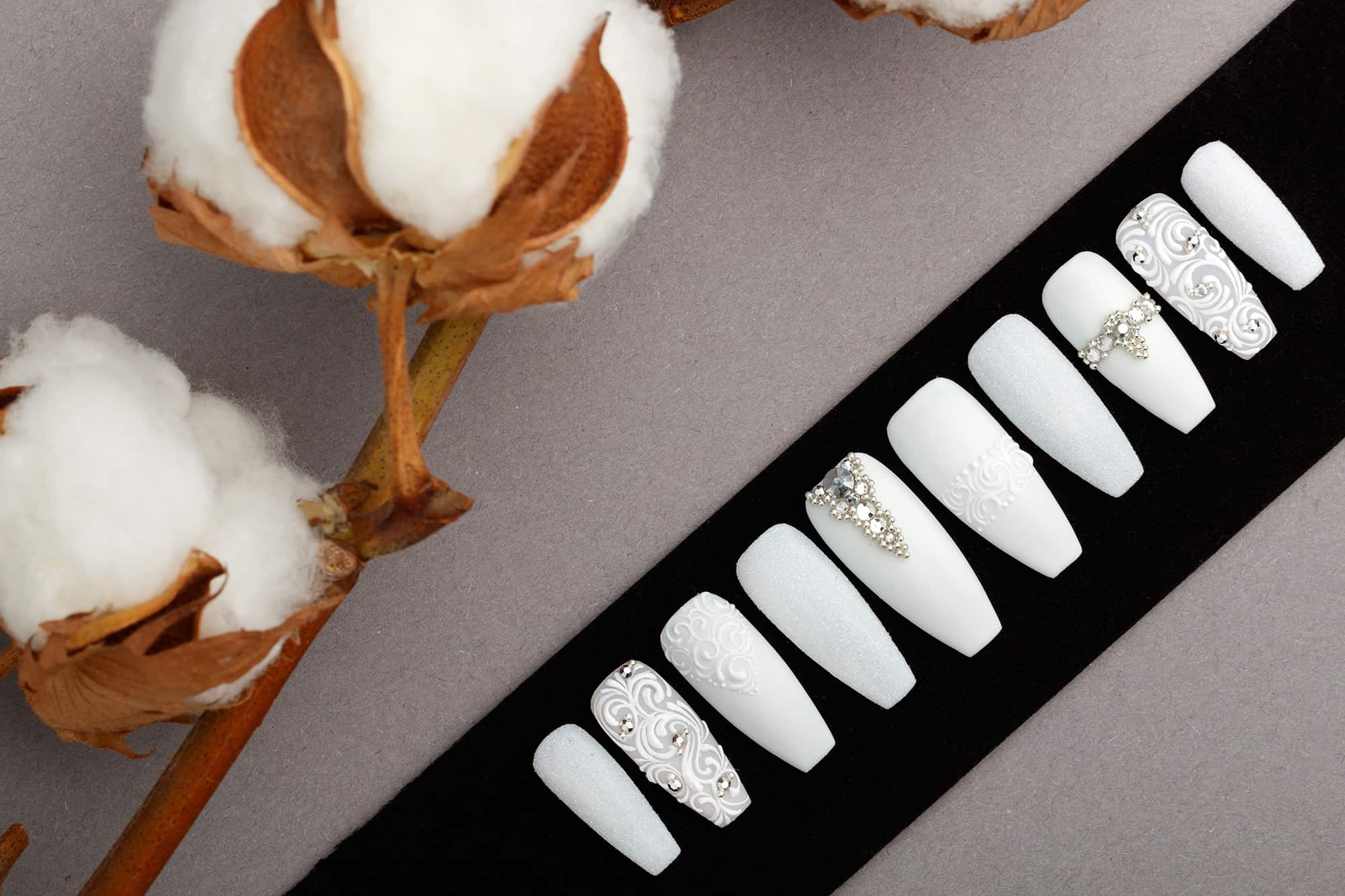 All White Wedding Press on Nails - Lilium Nails