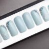 Marine Nails with Swarovski Opal Crystals | Press On Nails | Hand painted nail art | Fake Nails | False Nails