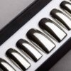 Silver Mirror Press on Nails | Nude Nails | Handpainted Nail Art | Fake Nails | False Nails | Unicorn Nails | Chrome nails | Manicure