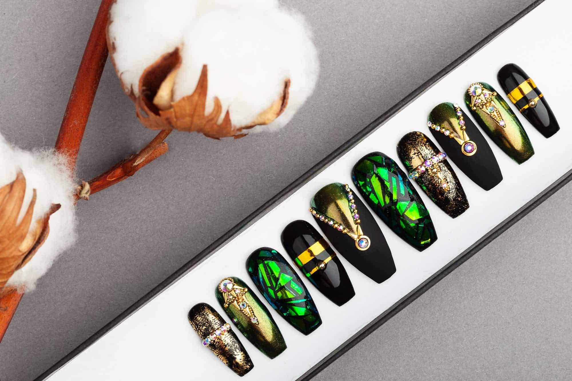 Egyptian Curse Press on Nails | Fake Nails | False Nails | Glue On Nails | Shattered Glass | Handpainted Nail Art