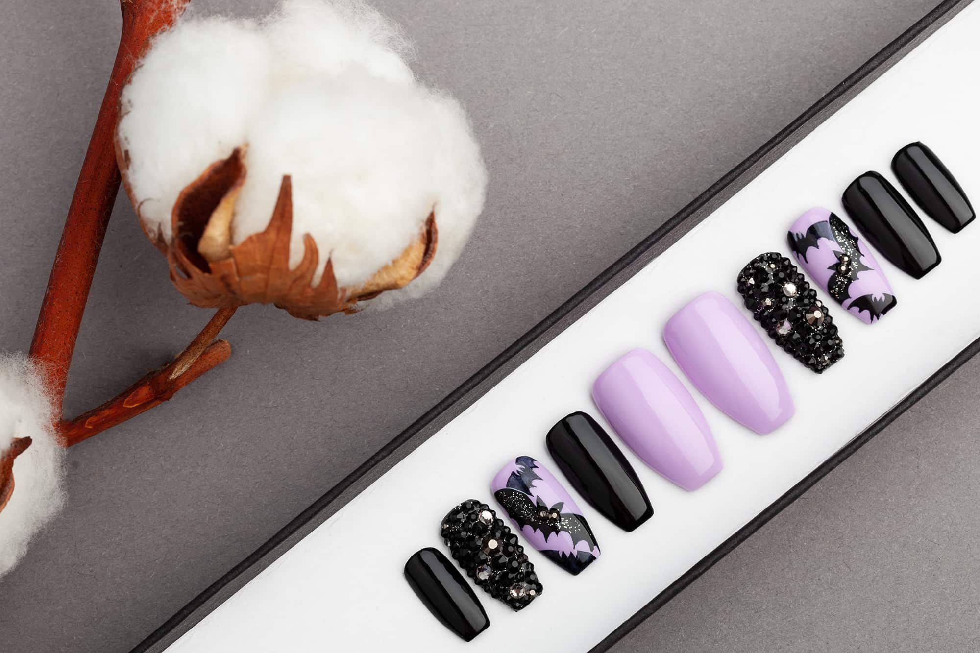 Halloween Bats Press on Nails with Swarovski Crystals ...
