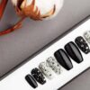 Spiders & Nets Halloween Press on Nails with Swarovski Crystals | False Nails | Glue On Nails | Hand-painted Nail Art | Fake Nails