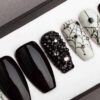 Spiders & Nets Halloween Press on Nails with Swarovski Crystals | False Nails | Glue On Nails | Hand-painted Nail Art | Fake Nails