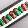 Plaid Press On Nails (Christmas Edition) | Plaid nails | Hand painted Nail Art | Fake Nails | False Nails