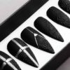 Black Drops Press on Nails | Black Nails | Handpainted Nail Art | Fake Nails | False Nails | Mattee Nails