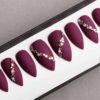 Burgundy Press on Nails with Swarovski Crystals | False Nails | Glue On Nails | Hand-painted Nail Art | Fake Nails
