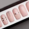 Pink Quartz Matte Press on Nails with Swarovski Crystals | Hand painted Nail Art | Fake Nails | False Nails