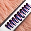 Purple and Blue Mirror Press on Nails | Nude Nails | Handpainted Nail Art | Fake Nails | False Nails | Unicorn Nails | Chrome nails