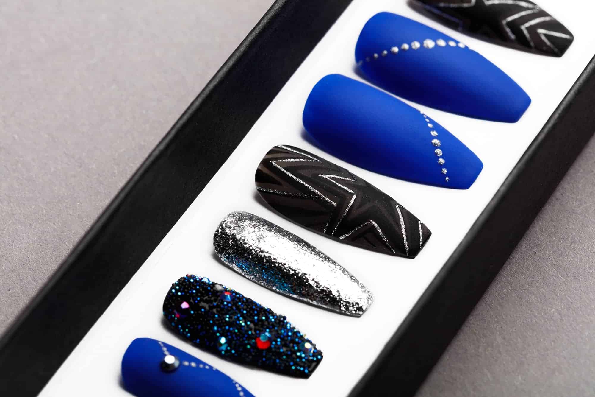 Ultramarine Star Press on Nails with Swarovski Crystals | Unicorn Nails | Hand painted Nail Art | Fake Nails | False Nails | Celebrity Nails