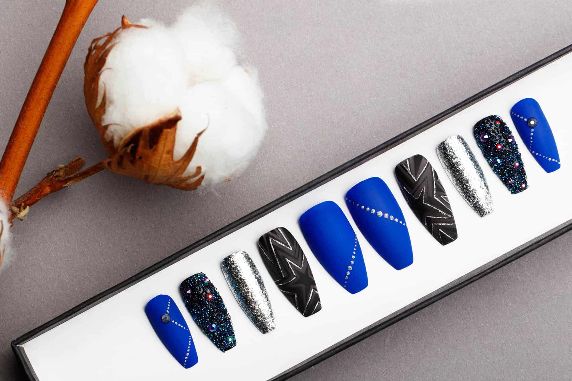 Ultramarine Star Press on Nails with Swarovski Crystals | Unicorn Nails | Hand painted Nail Art | Fake Nails | False Nails | Celebrity Nails
