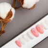 Pink Press On Nails With White Geometry Lines • Swarovski crystals • Wedding nails • Fake Nails • False Nails • Glue On Nails • Bridal nails