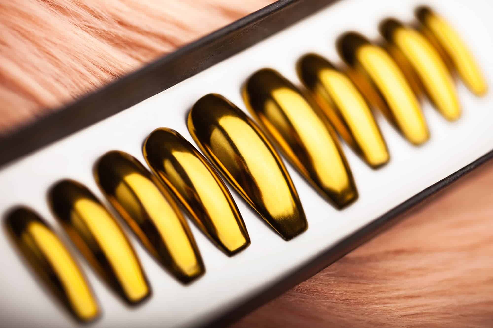 Golden Mirror Press on Nails